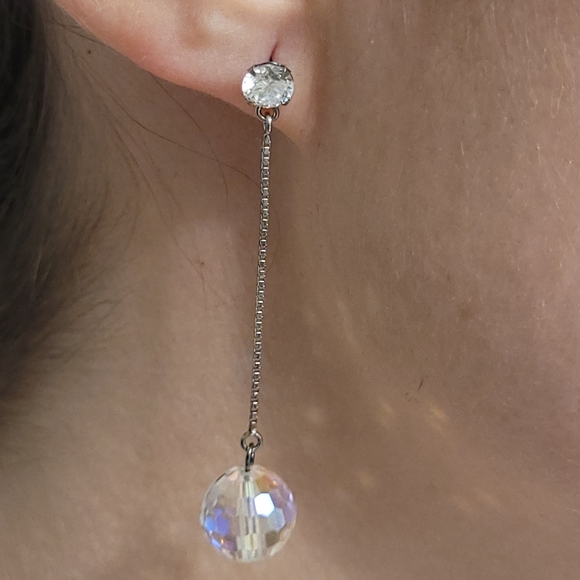 NWOT Silver Crystal Earrings - Picture 7 of 7